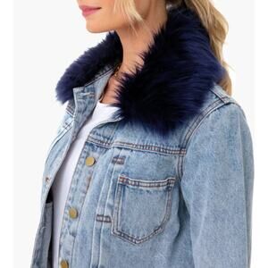 Tuckernuck Pomander Place Fur Collar Denim Jacket size M